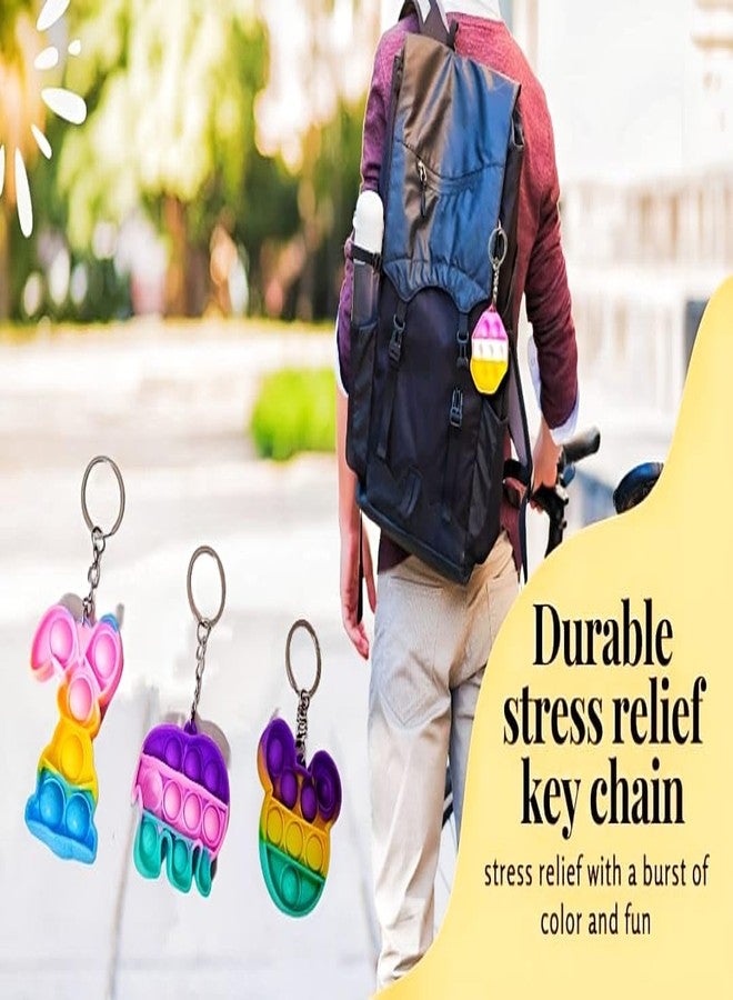 CREATIVE PENCIL 12 Pcs Rainbow Pop it Key Chain Stress Relief Toy Bubble Fidget Popping Sensory Toy Birthday Return Gift for Kids, Boys & Girls (Pack of 12) - Image 5
