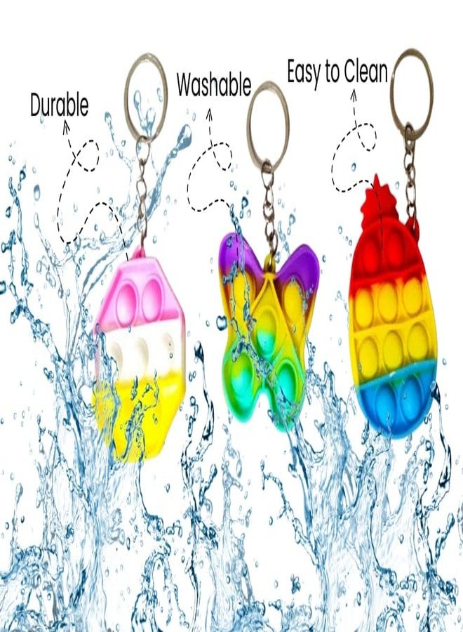 CREATIVE PENCIL 12 Pcs Rainbow Pop it Key Chain Stress Relief Toy Bubble Fidget Popping Sensory Toy Birthday Return Gift for Kids, Boys & Girls (Pack of 12) - Image 4