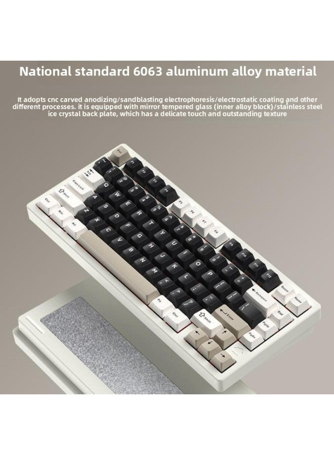 Aluminum Tuotuo Mechanical Keyboard Customized Computer Wireless Bluetooth Three-mode Gaming E-sports Huihang-Color:Ziwei Axis (hmx) - Galaxy Silver - Anode 【matte/three-mode】 Mirror Silver Back Plate - Yes - Official Standard - Image 3