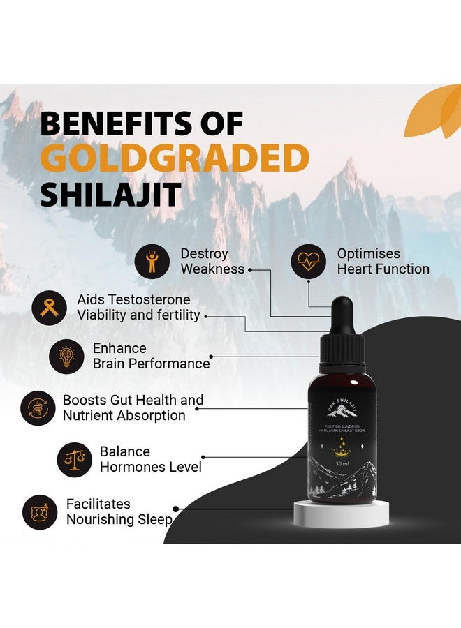 PakShilajit® Sun Dried Himalayan Shilajit Liquid Drops, Most Premium & Organic Gold Graded Shilajit Drops Above 17000FT (30ML Pack), Rich in Fulvic Acid Humic Acid Natural Supplement - Image 3