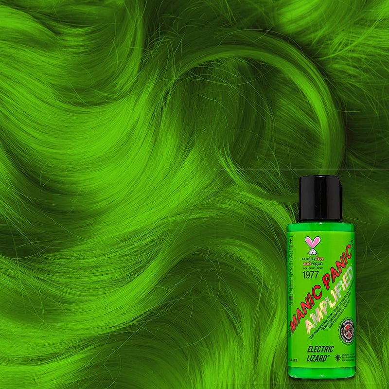 MANIC PANIC Electric Lizard Hair Color - Amplified - Semi Permanent Hair Dye - Bright Neon Green Hair Color - Glows In Blacklight - Vegan, PPD & Ammonia-free - For Coloring Hair for Men & Women - Image 3