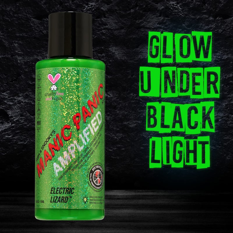 MANIC PANIC Electric Lizard Hair Color - Amplified - Semi Permanent Hair Dye - Bright Neon Green Hair Color - Glows In Blacklight - Vegan, PPD & Ammonia-free - For Coloring Hair for Men & Women - Image 2