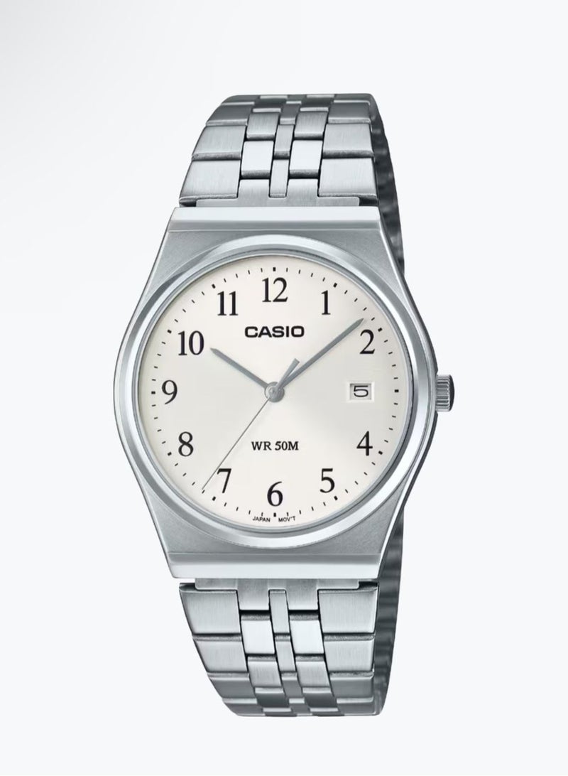 Casio Analog Quartz White Dial Stainless Steel Watch MTP-B145D-7BVDF