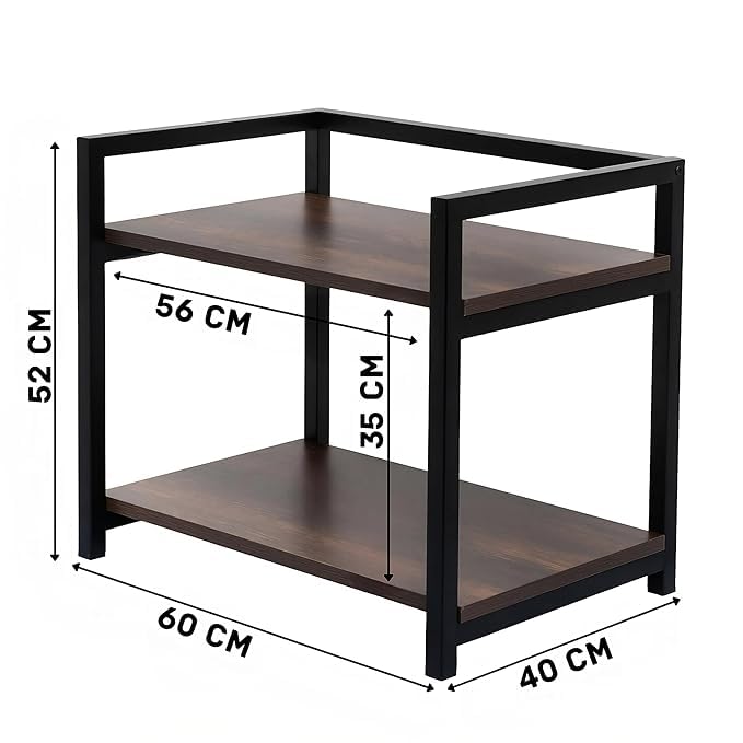 Reom Enterprise Reom Enterprise MetalWood Microwave Stand Microwave OTG Stand for Kitchen Counter Double Platform for Extra Storage with Hooks Kitchen Oven Rack  - Image 3