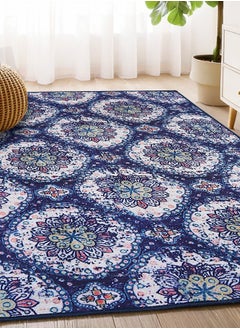Status Contract 3D Printed Perfect Rugs for Living Area | Rug and for Bedroom |Rug for Dining Table Rug Floor with Anti Slip Backing, Kashmiri Blue, 121 X 182 Cm  - Image 1