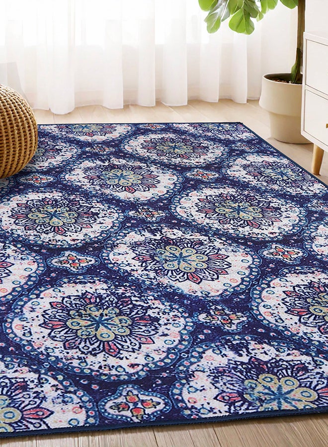 Status Contract سجاد مطبوع بتقنية 3D مثالي لمنطقة المعيشة | سجاد وغرفة النوم | سجاد لطاولة الطعام مع قاعدة مضادة للانزلاق، أزرق كشميري، 121 × 182 سم - Image 1