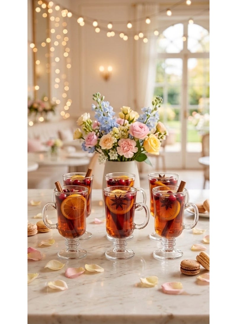 Rayan 6-piece juice glass set with an elegant design and handle, 230ml - Image 1