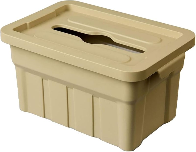 لون شاي الحليب بأسلوب ريترو الصناعي حامل علبة المناديل المكتبية قاعدة بنابض بسعة كبيرة - Image 1