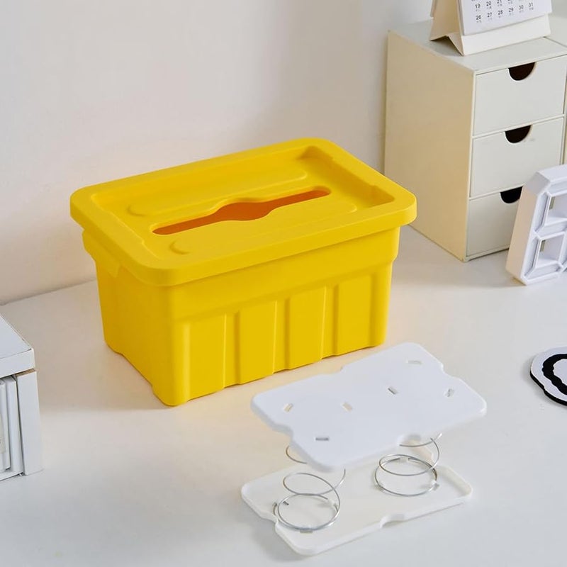 لون شاي الحليب بأسلوب ريترو الصناعي حامل علبة المناديل المكتبية قاعدة بنابض بسعة كبيرة - Image 4