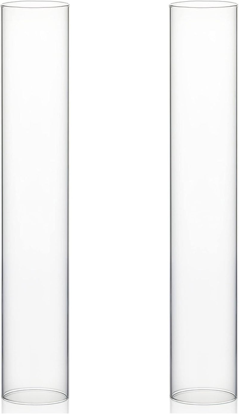 WGVI Hurricane Candle Holder Sleeve, Wide 4", Height 24", 2 Pieces, Clear Glass Cylinder Open Both Ends, Chimney Shade Tube (HST0424_2pc) - Image 1