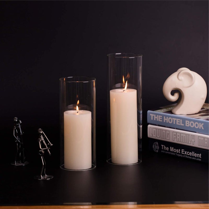 WGVI Hurricane Candle Holder Sleeve, Wide 4", Height 24", 2 Pieces, Clear Glass Cylinder Open Both Ends, Chimney Shade Tube (HST0424_2pc) - Image 5