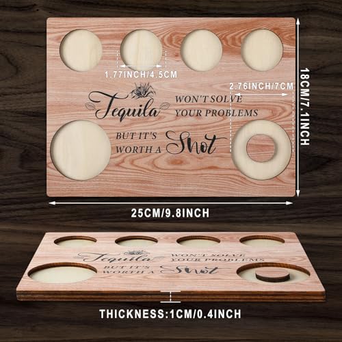 Chengu Tequila Shot Board Tequila Gifts Shot Glasses Holder Flight Board Wooden with Salt Rim Bartender Gifts for Liquor Bar Housewarming Party Restaurant - Image 2