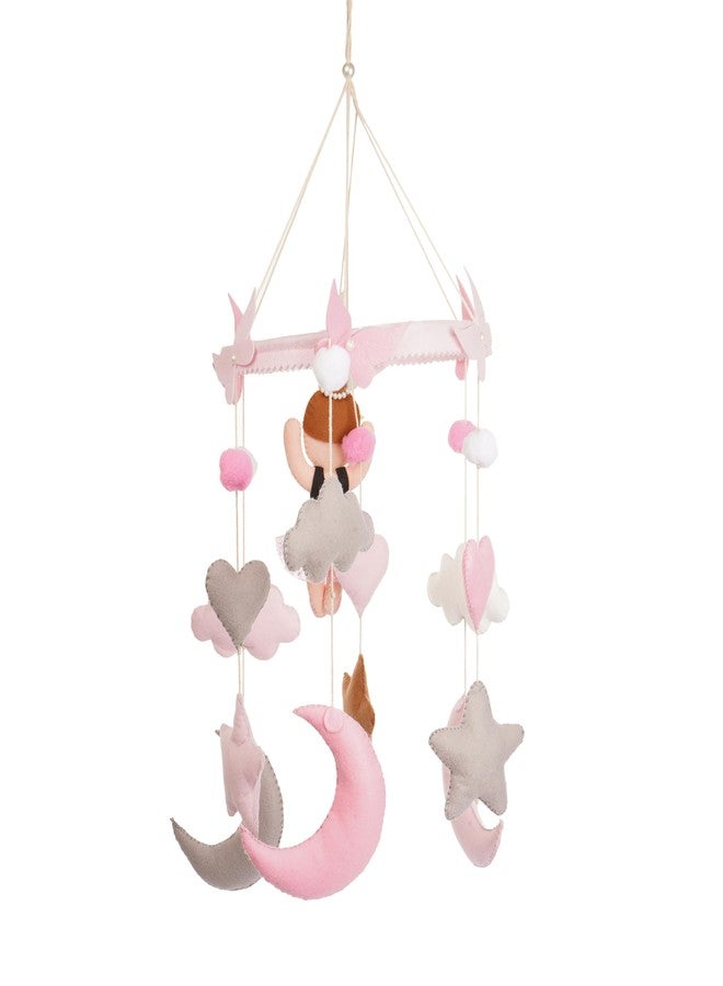 Li'll Pumpkins™ Ballerina Felt Baby Mobile, Moon Starry Sky Crib Mobile Nursery, Night Baby Mobile, Kids Mobile, Minimalist Mobile-Pink - Image 4