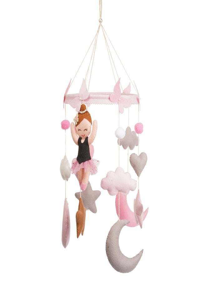 Li'll Pumpkins™ Ballerina Felt Baby Mobile, Moon Starry Sky Crib Mobile Nursery, Night Baby Mobile, Kids Mobile, Minimalist Mobile-Pink - Image 2