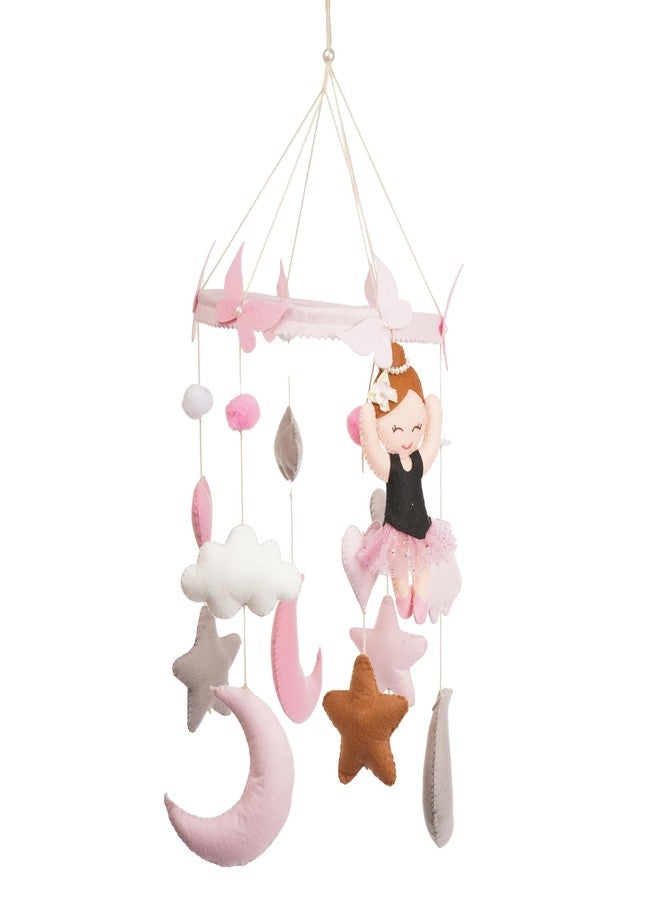 Li'll Pumpkins™ Ballerina Felt Baby Mobile, Moon Starry Sky Crib Mobile Nursery, Night Baby Mobile, Kids Mobile, Minimalist Mobile-Pink - Image 3