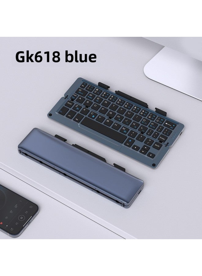 Geyes Direct Aluminum Alloy Wireless Bluetooth Folding Keyboard Explosions Special For Gifts-Color:Blue-Product Type:Dual Channel - Image 1