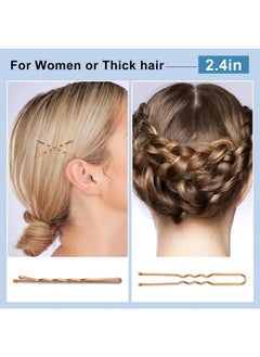 TsMADDTs TsMADDTs Hair Pins, 200PCS Rose Gold Bobby U Shaped Hair Pins for Women Styling, Ballet Bun with Box, 2.4IN & 2IN  - Image 5