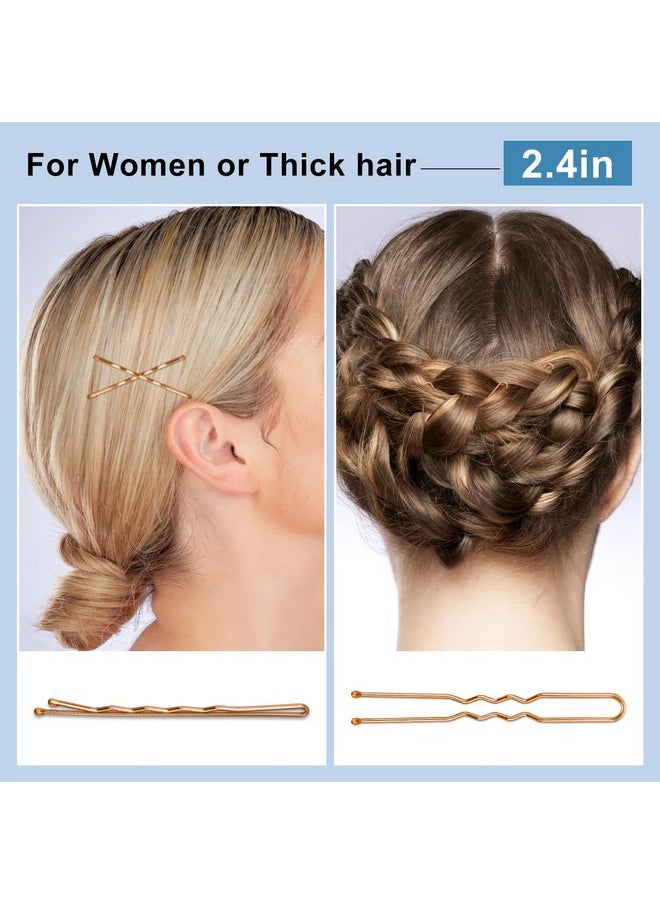 TsMADDTs TsMADDTs Hair Pins, 200PCS Rose Gold Bobby U Shaped Hair Pins for Women Styling, Ballet Bun with Box, 2.4IN & 2IN  - Image 5
