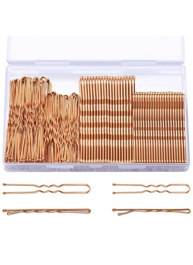 TsMADDTs TsMADDTs Hair Pins, 200PCS Rose Gold Bobby U Shaped Hair Pins for Women Styling, Ballet Bun with Box, 2.4IN & 2IN  - Image 1