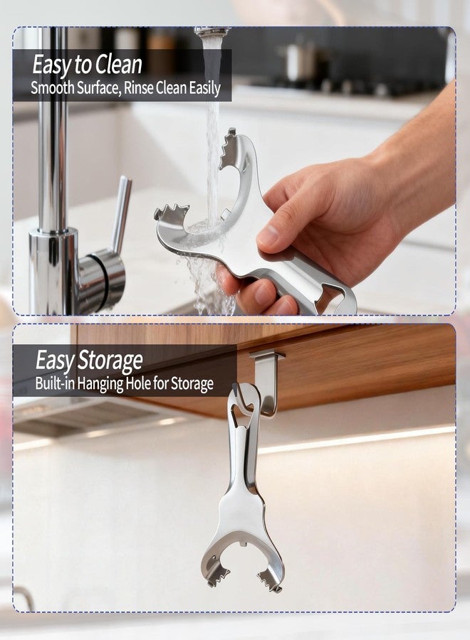 Creztail 2 PCS Mason Jar Opener, Multi-Functional Stainless Steel Lid Remover Without Lid Dents or Damage, Canning Jar Opener Tool for Mason Jars, Bottles & Cans, Ergonomic Design for Easy Use by All Ages - Image 4