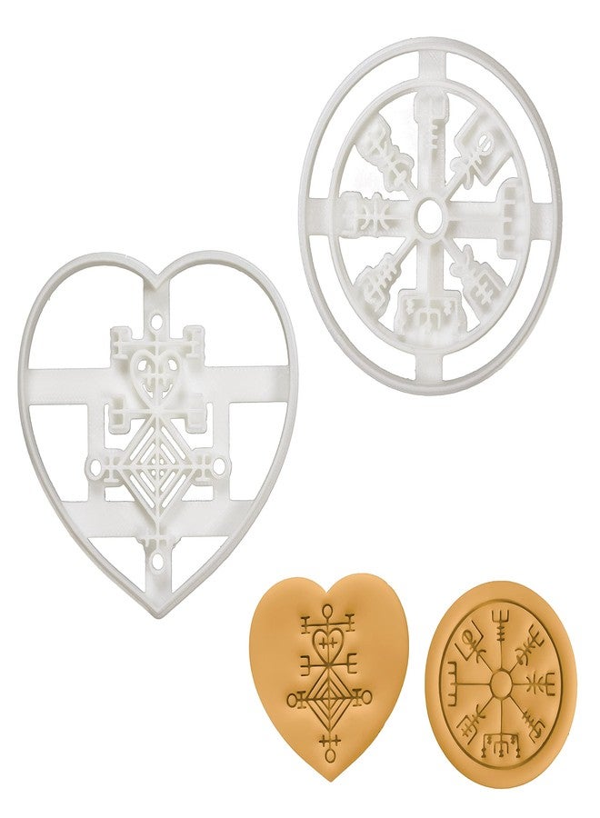 Bakerlogy Set of 2 Icelandic Magical Stave cookie cutters (Designs: Love Charm Astarstafur & Runic Compass Vegvisir), 2 pieces - Bakerlogy - Image 1