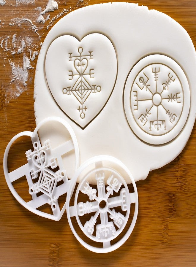 Bakerlogy Set of 2 Icelandic Magical Stave cookie cutters (Designs: Love Charm Astarstafur & Runic Compass Vegvisir), 2 pieces - Bakerlogy - Image 2