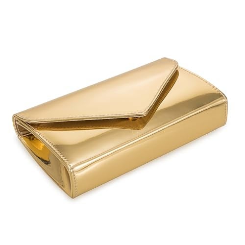 IXEBELLA Women’s Mirrored Metallic Faux Leather Evening Bag Glimmering Clutch Purse for Prom/Cocktail/Wedding/Party (Gold) - Image 5