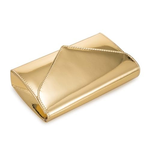 IXEBELLA Women’s Mirrored Metallic Faux Leather Evening Bag Glimmering Clutch Purse for Prom/Cocktail/Wedding/Party (Gold) - Image 4