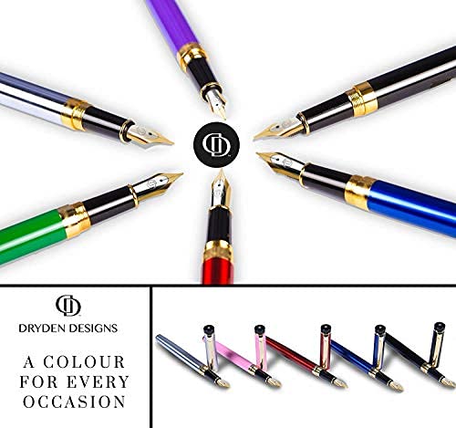 Dryden Designs Fountain Pen Medium Nib | Fancy Gift box - Include 6 Ink Cartridges and Ink Refill Converter | Smooth Looks, Consistent Writing, Reliable Writing Tool - Royal Red - Image 4