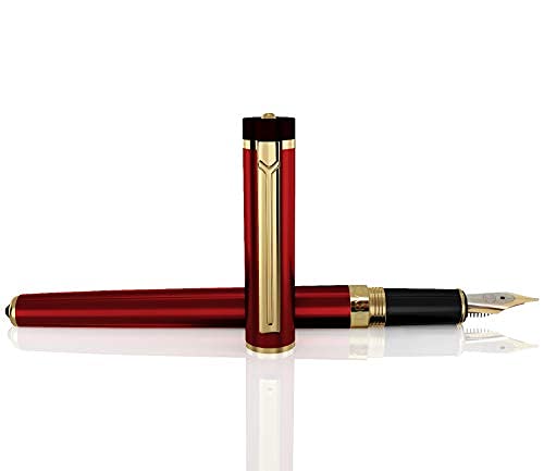 Dryden Designs Fountain Pen Medium Nib | Fancy Gift box - Include 6 Ink Cartridges and Ink Refill Converter | Smooth Looks, Consistent Writing, Reliable Writing Tool - Royal Red - Image 5