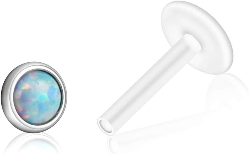 PiercingJ 8-10pcs 16G Stainless Steel + UV Flexible Acrylic Opal Crystal Tragus Retainer Flexible Acrylic Lip Ring Labret Monroe Studs Tragus Helix Cartilage Barbell Earring - Image 5