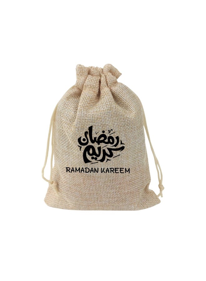 برينت شوب فور مي أكياس هدايا رمضان مبارك، مجموعة من 12 قطعة مكونة من 12 كيس خيش للحفلات، وحقائب هدايا، وحقائب هدايا لاحتفالات رمضان مبارك والمناسبات الإسلامية - Image 1