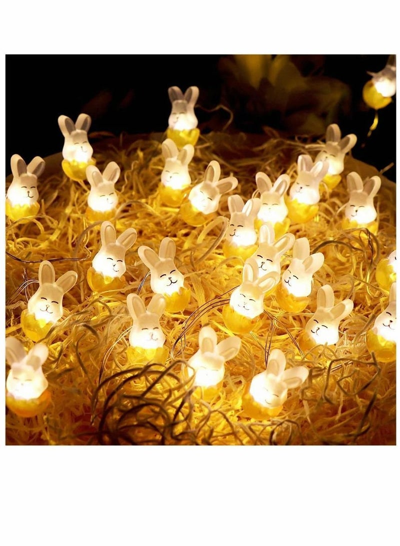 Cute Rabbit String Lights Bunny Fairy 10FT 30 LED Battery Warm White Night Light Waterproof Outdoor Indoor Room Bedroom Wall Home Décor Wedding Birthday Party Garden Decoration - Image 1