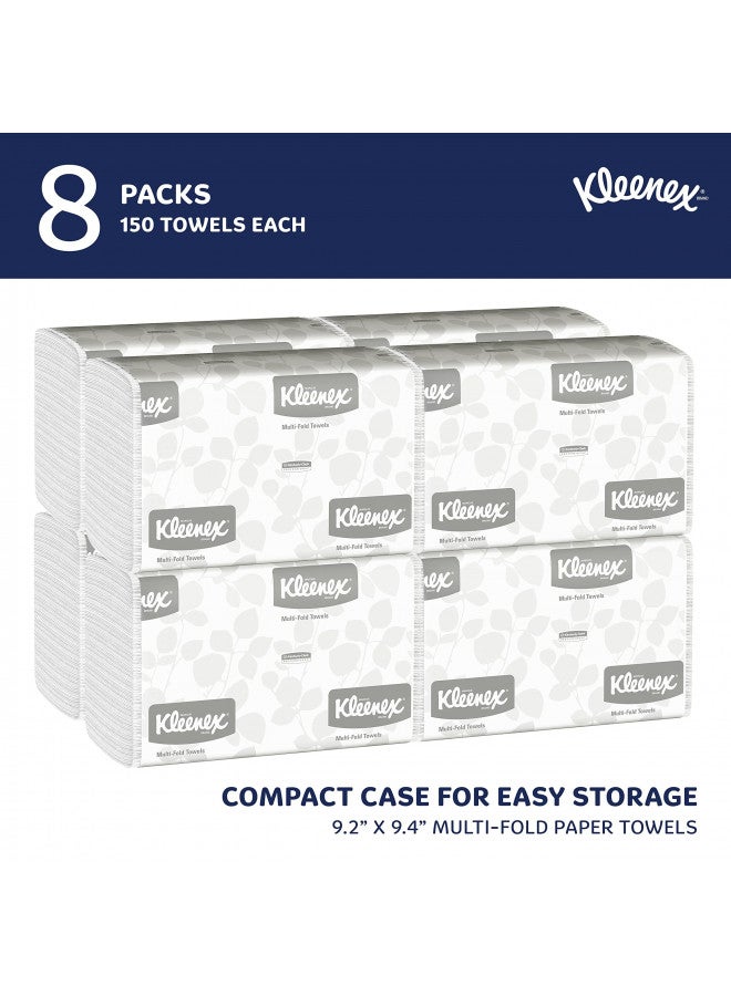 Kleenex Kleenex® Multifold Paper Towels (02046), 1-Ply, 9.2" x 9.4" sheets, White, (150 Sheets/Pack, 8 Packs/Case, 1,200 Sheets/Case)  - Image 2