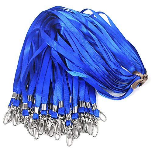 Bird Fiy Blue Lanyards 100Pcs Nylon Bulk Lanyard for Id Badges,Badge Lanyards Swivel Hooks Clips Great for Name Tags Badge (100PCS, Blue) - Image 1