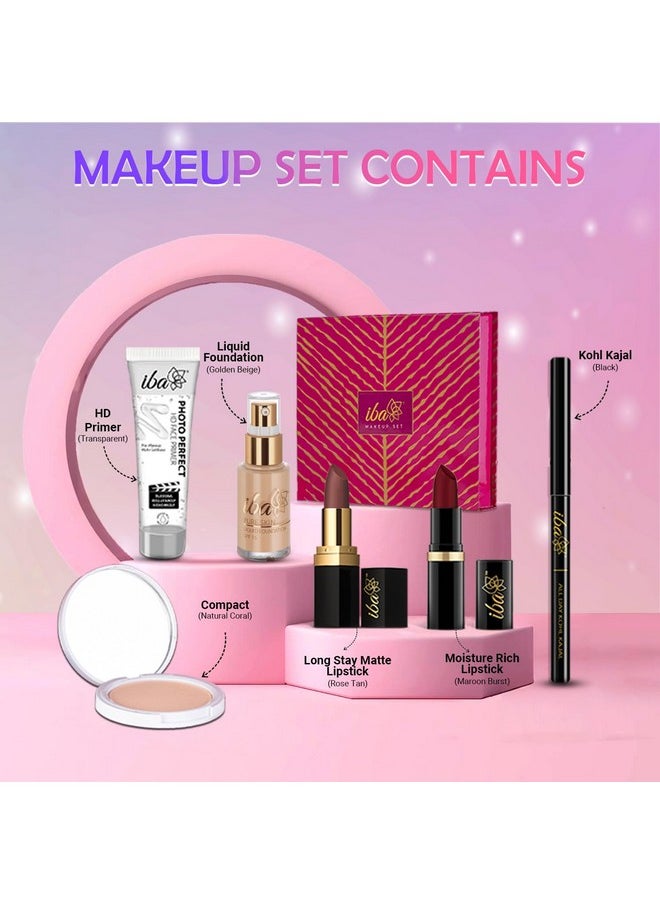 Iba Iba Makeup Gift Set for Women (Dusky) | Foundation, Compact, Primer, Lipsticks, Kajal | Long Lasting | Full Coverage | Bridal Makeup Kit for Women | 100% Vegan & Cruelty-Free (6 items makeup combo in the one set)  - Image 4