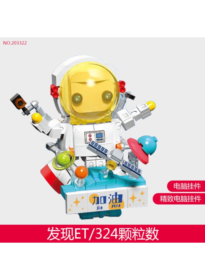 Senbao Building Blocks Cute Fun Space Walk Astronaut Story Mobile Phone Bracket Model Small Particle Building Blocks - Image 5