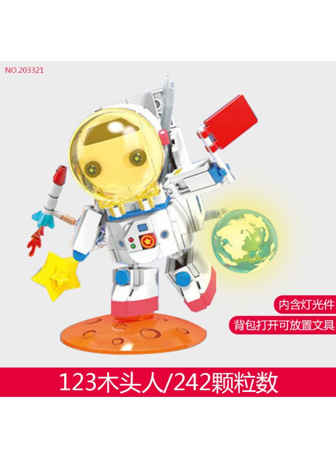 Senbao Building Blocks Cute Fun Space Walk Astronaut Story Mobile Phone Bracket Model Small Particle Building Blocks - Image 4