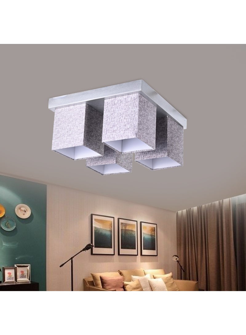 El Rawda Lighting Orita Ceiling Lamp - 4 Lights | modern decorative LED E27 pendant light ceiling lamp hanging | suitable for any room | Color: Silver | Size: 40x40 cm - Image 2