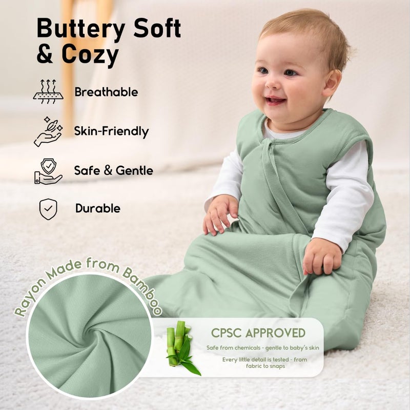 Yoofoss Rayon Made from Bamboo Baby Sleep Sack 612 Months 10 Tog Baby Wearable Blanket Super Soft Infant Toddler Sleeping Sack 2Way Zipper - Image 2