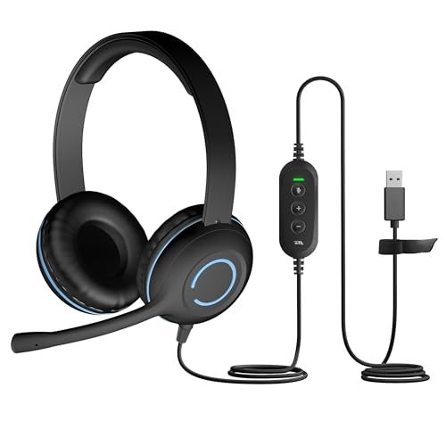 Cyber Acoustics Stereo USB Headset (AC-5008A), in-line Controls for Volume & Mic Mute, Adjustable Mic Boom for PC & Mac, Perfect for Classroom or Home - Image 1