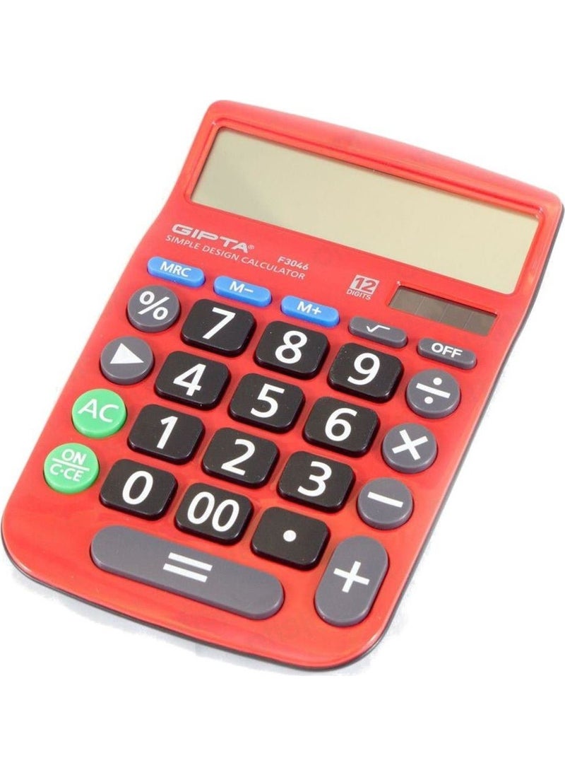 Gıpta - 12 Digit Color Calculator F3046 Red - Image 1
