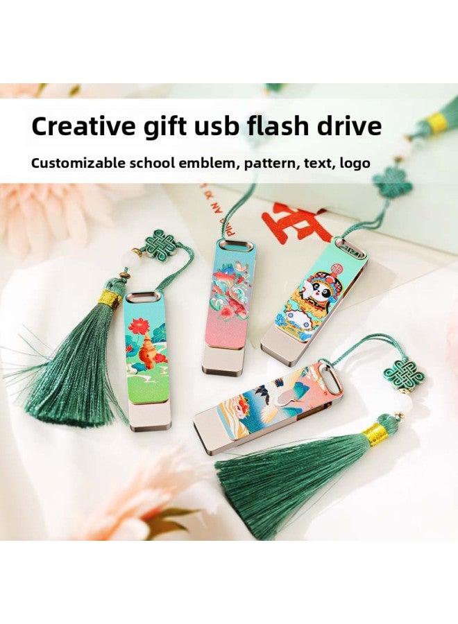 Chinese Style U Disk Pattern Customization Guochao Wenchuang School Enterprise Publicity Graduation Commemorative Gift Usb USB Lettering-Color:Crane Mingchun + Exquisite Chinese Knot-Capacity:4GB  - Image 5