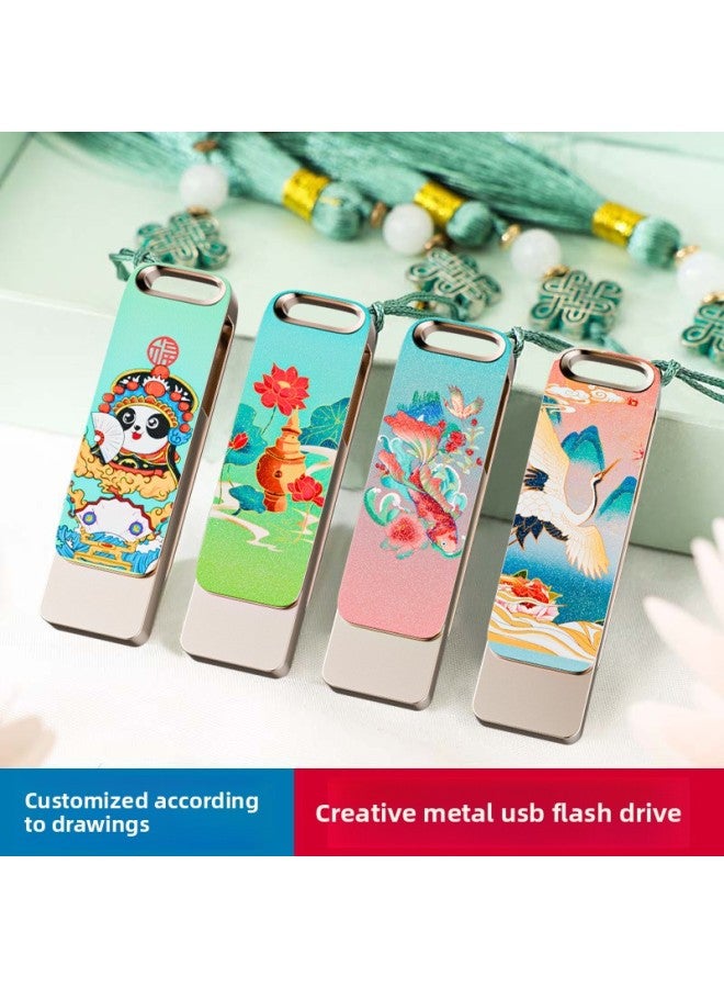 Chinese Style U Disk Pattern Customization Guochao Wenchuang School Enterprise Publicity Graduation Commemorative Gift Usb USB Lettering-Color:Crane Mingchun + Exquisite Chinese Knot-Capacity:4GB  - Image 2