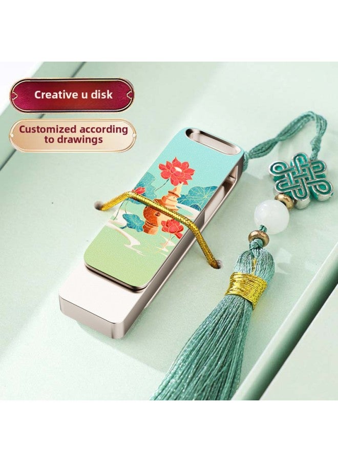 Chinese Style U Disk Pattern Customization Guochao Wenchuang School Enterprise Publicity Graduation Commemorative Gift Usb USB Lettering-Color:Crane Mingchun + Exquisite Chinese Knot-Capacity:4GB  - Image 4