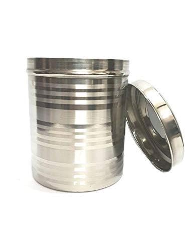 Shopsidex Stainless Steel Container - 5 Litre, 1 Piece, Silver Stainless Steel Round Dabba Canister Container 5 KG Food/Dough/Liquid Capacity NO Joints Storage Box - Image 2