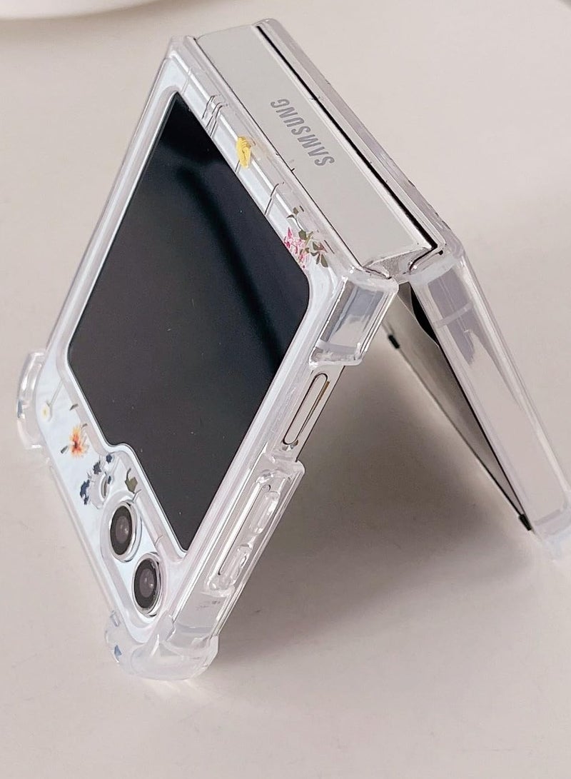 Excefore For Galaxy Z Flip 5 Case with Strap, Hard PC Case Shockproof Cover, Ideal for Women and Girls - Compatible with Samsung Galaxy Z Flip 5 5G 2023 (Flower Vine) - Image 3