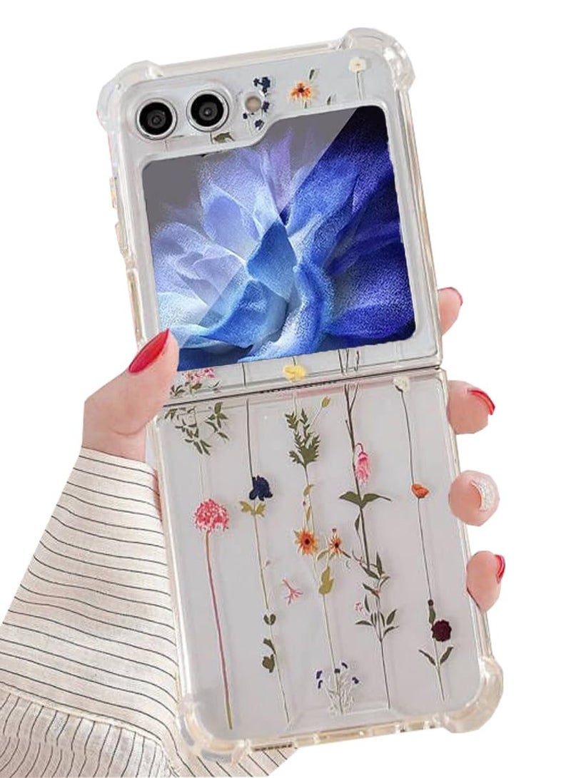 Excefore For Galaxy Z Flip 5 Case with Strap, Hard PC Case Shockproof Cover, Ideal for Women and Girls - Compatible with Samsung Galaxy Z Flip 5 5G 2023 (Flower Vine) - Image 1
