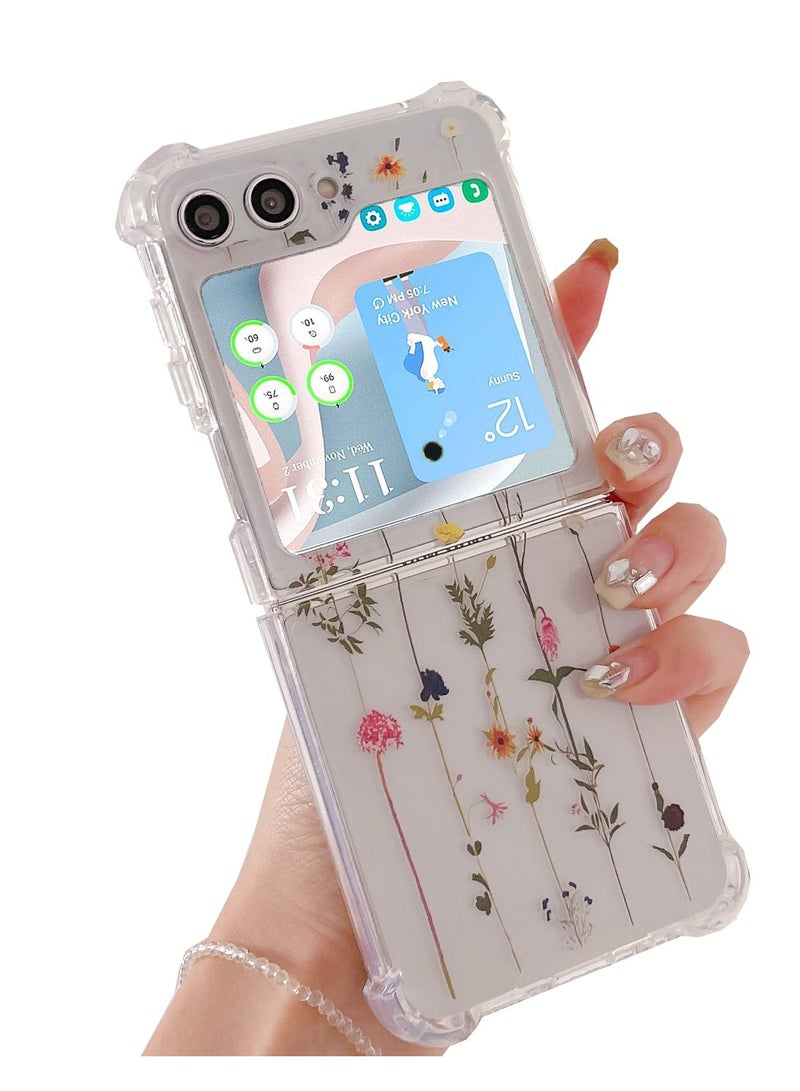 Excefore For Galaxy Z Flip 5 Case with Strap, Hard PC Case Shockproof Cover, Ideal for Women and Girls - Compatible with Samsung Galaxy Z Flip 5 5G 2023 (Flower Vine) - Image 2