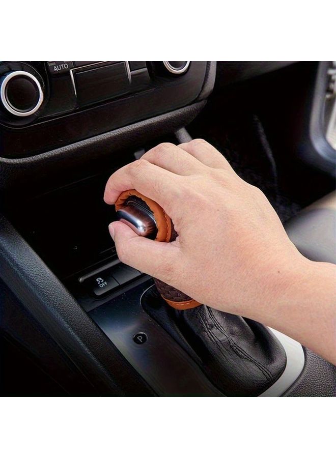 Beige Universal Non Slip Automatic Car Gear Shift Knob Cover Grip Handle Protection - Image 4